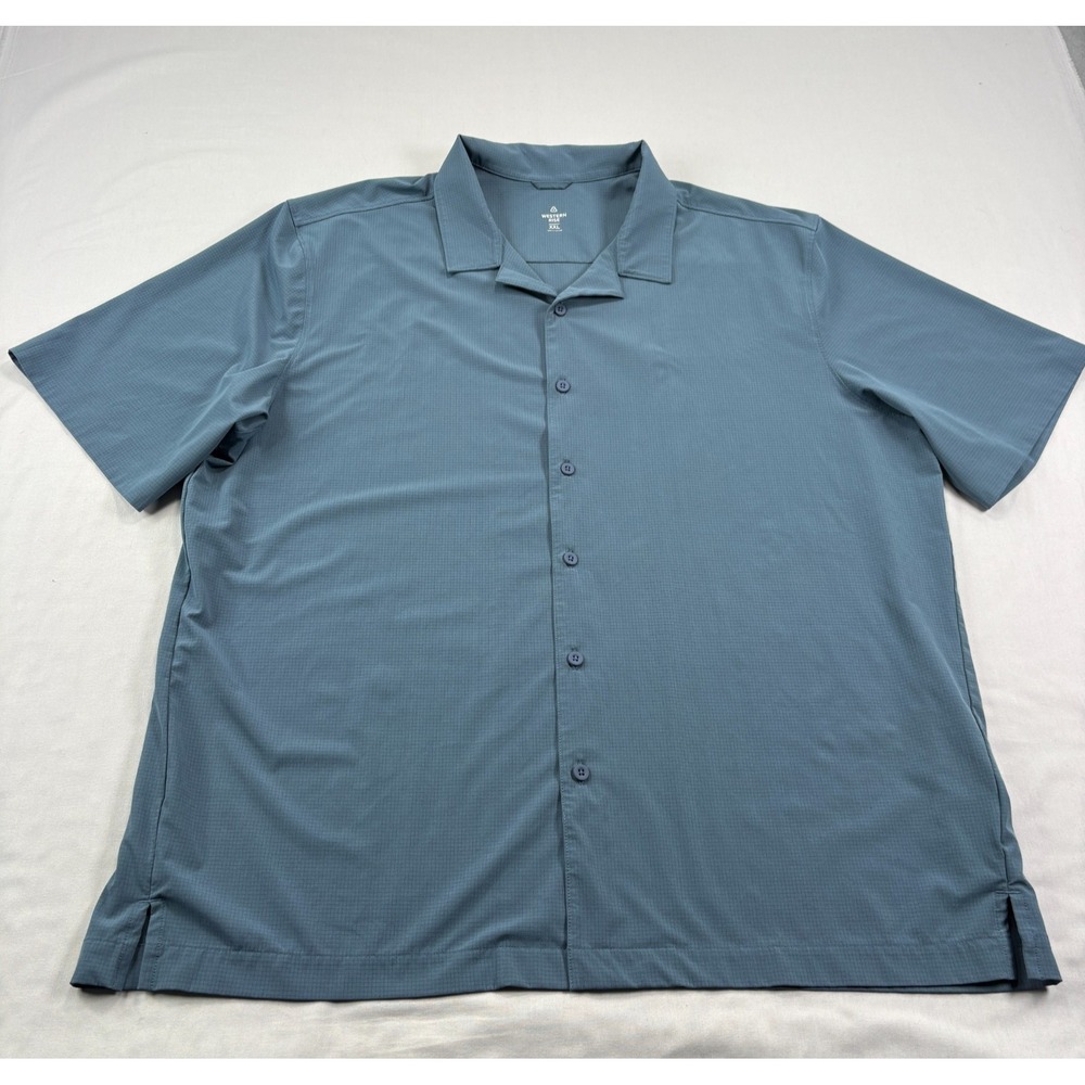 Western Rise Shirt Men 2XL Blue Outbound Camp Collar Performance Ripstop Stretch